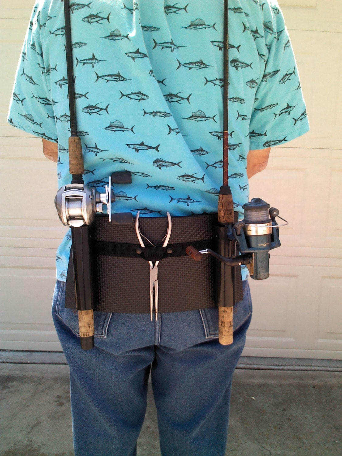 Backpack fishing rod holster holder