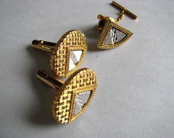 Cuff Links and Tie Tac Set - Vintage Cuff Links - Vintage Tie Tac