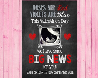 Ultrasound Valentine's Day Announcement Card Valentine's Day Pregnancy Reveal Sonogram Ultrasound