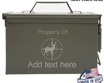Deer Bulls Eye Custom Engraved 30/50 Cal Ammo Can Personalized Dad Gift Cool Guy Gifts Father's Day Gift Grandpa Gift Groomsmen Hunter