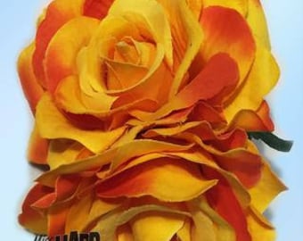 Double Sunset Rose Flower Clip