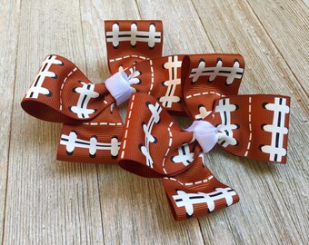 Football Hair Bows,Sports Hair Bows,Pigtail Hair Bows,French Barrette Hair Bows 4-4.5 Inch Wide Hair Bows