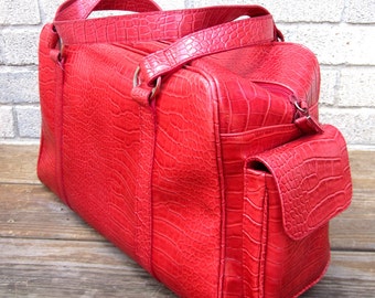 Red Overnight Bag Travel Bag Carry On Luggage Suitcase