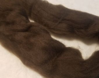 CRAZY Yak combed top roving 100% to spin Dark Chocolate luxury fiber 2 oz