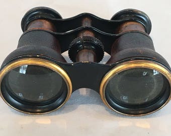 Antique Opera Glasses - copper/brass and leather