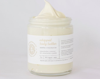 Whipped Body Butter - Vegan - All-Natural - Cocoa Butter Shea Butter Coconut Oil Jojoba Oil lotion