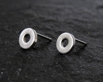open circle earrings / circle post earrings / circle frame stud earrings / geometric earrings mens earrings / boyfriend gift