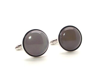 Misty Gray Cufflinks – Gray Agate Cufflinks – Gray Cufflinks