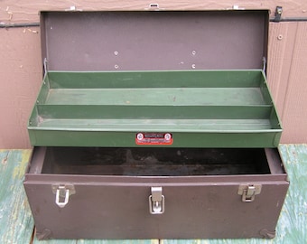 Vintage 50s Kennedy Metal Tool Box Industrial Metal Cabinet Industrial Storage Kennedy Kit Made in USA