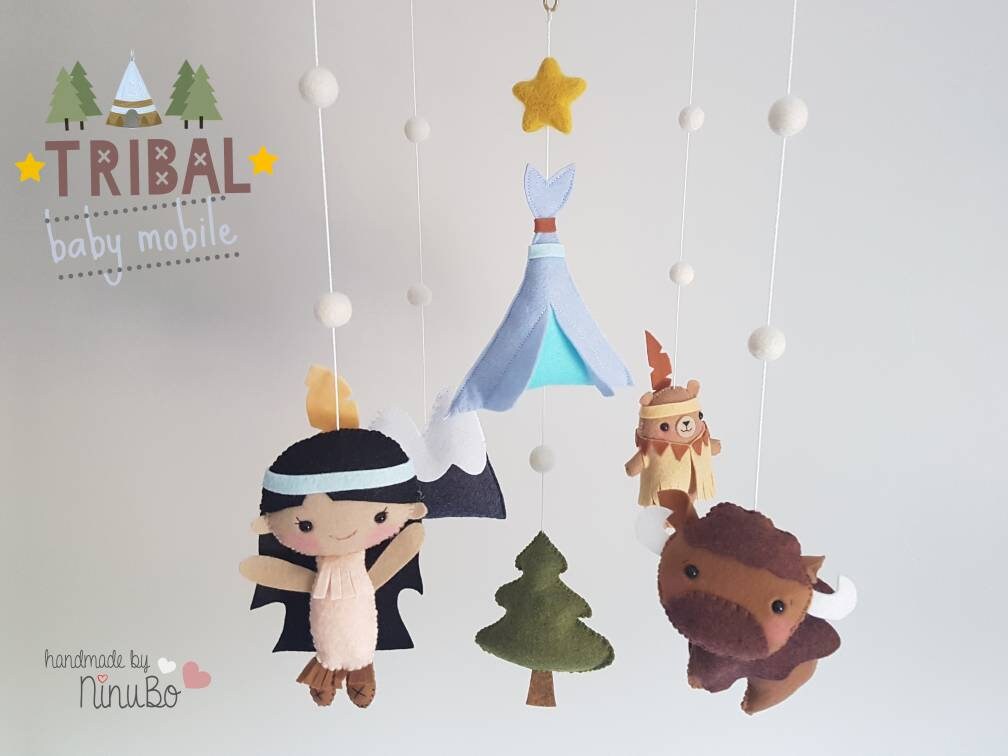 Tribal Baby Mobile Crib Cot Mobile Native Girl Bear