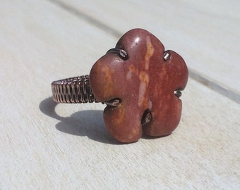 Mookaite Wire Wrapped Ring - Wire Wrapped Jewellery Handmade - Wire Jewellery - Mookaite Jewellery