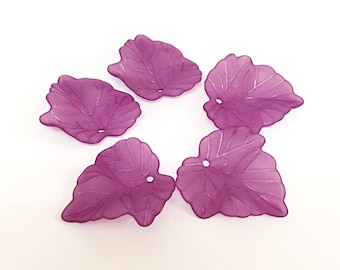 Purple Acrylic Leaves 20 pcs Purple Maple Leaf Charms for bracelets 22mm x 23mm, Lucite Beads Charms Frosted Acrylic Leaves, Acrylic Leaves