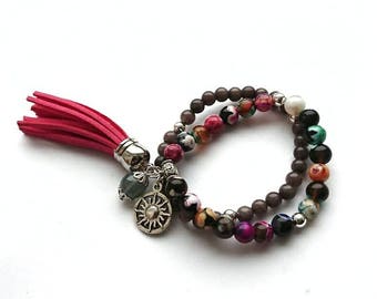 Bracelet Set, Colourfull Agate and Jade stone Gemstone Bracelets