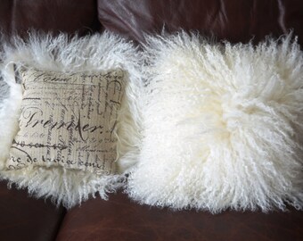 Mongolian Lamb Fur Pillows Pair of 10"