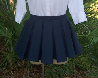 Box Pleat Mini Skirt - Any Color or Size - Large Full Pleats - Anime Cosplay - Japanese School Uniform Pleated Skirt - Custom Made