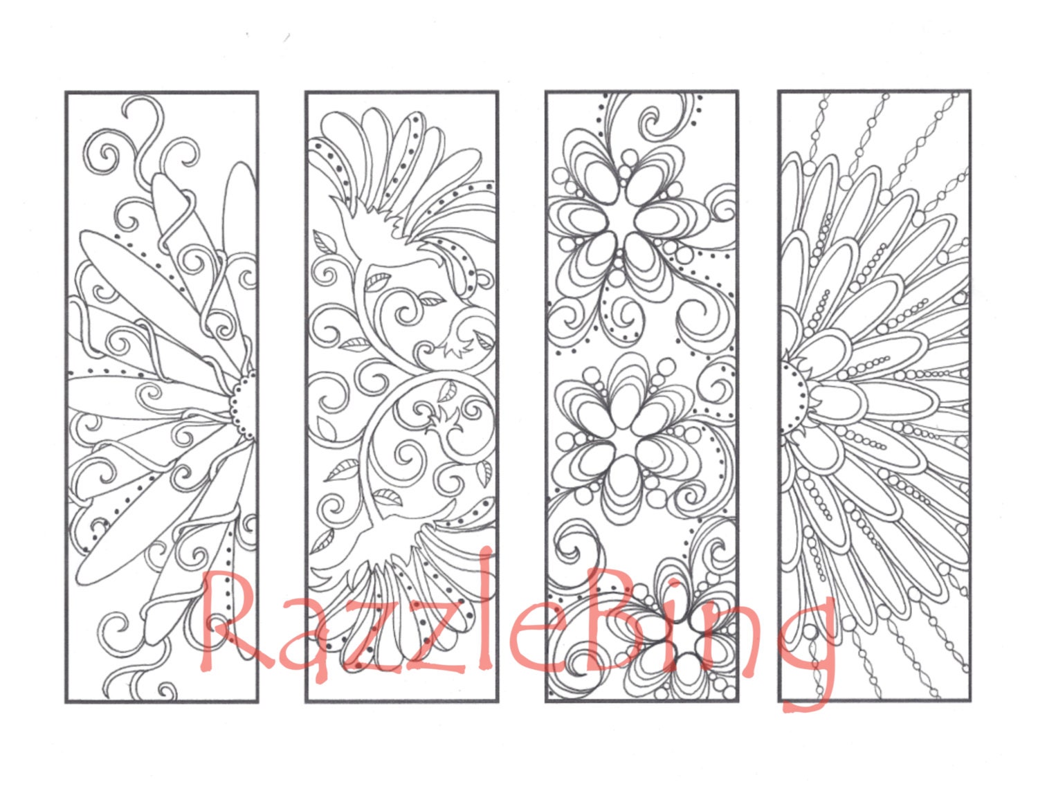 DIY Bookmark Printable Coloring Page-Zentangle inspired