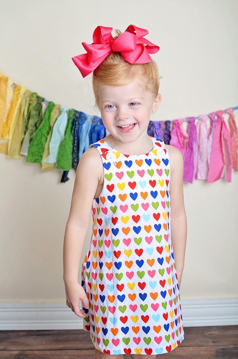 Rainbow Heart Jumper Dress Toddler Jumper Dress Girls Party