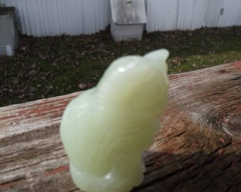 Stone Serpentine Jade Cat Figurine
