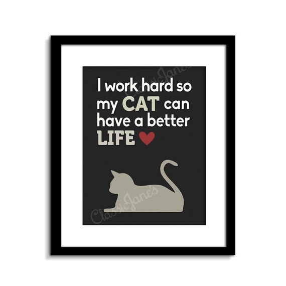 Items similar to Funny Cat Wall Art - Cat Print - Cat Art - Cat Decor ...