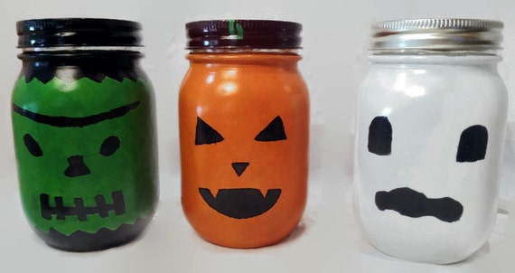 Items similar to Halloween Decorations- Pumpkin Jar- Halloween Jars