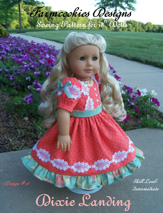 PRINTED Sewing Pattern / DIXIE LANDING / Mid-1800's Gown Fits American Girl® or Other 18" Doll