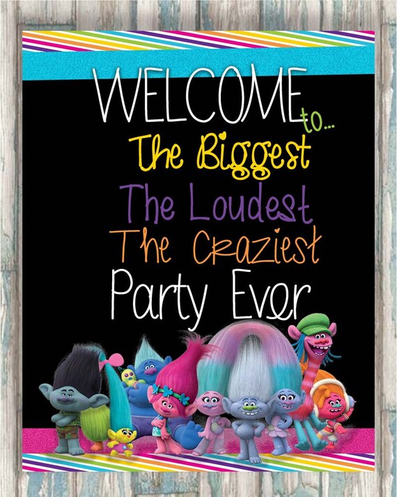 Trolls Welcome Sign Trolls Birthday sign Trolls Party