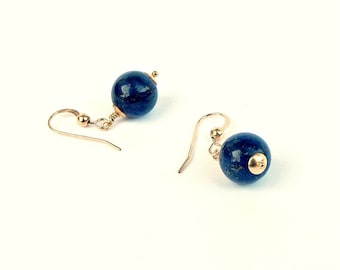 Lapis Earrings, Gold Gemstone Earrings, Dark Blue Earrings, Gemstone Jewellery, Delicate Earrings, Elegant Earrings, Lapis Lazuli