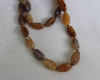 Purple and Brown Lucite Beaded Necklace