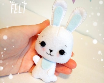 White Bunny felt ornament Easter decor ornaments Easter cute bunny rabbit decorations Easter gift baby bunny felt toy