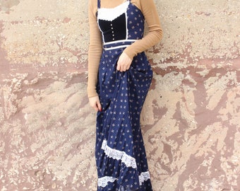 1970s Floral Gunne Sax Prairie Dress