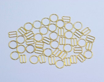 12 Sets 3/8" Premium Gold Metal Rings and Sliders Nickel Free Bra Making Lingerie Sewing 10mm Bra Adjusters Bramaking