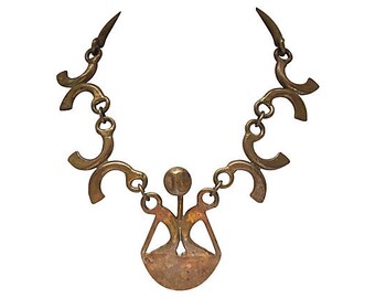 1960s French Brass Modernist Necklace