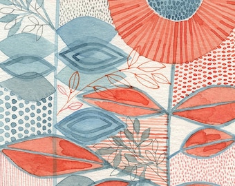 No.2, ORIGINAL watercolour, abstract floral, botanical, art, wall art, home decor