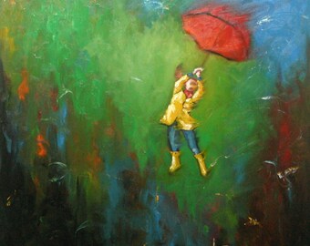 Print of Leap25 20x20inch from oil painting by Roz
