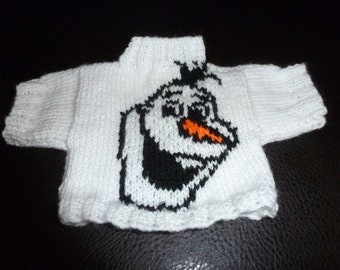 Hand Knitted Olaf from Frozen Sweater to fit Build a Bear