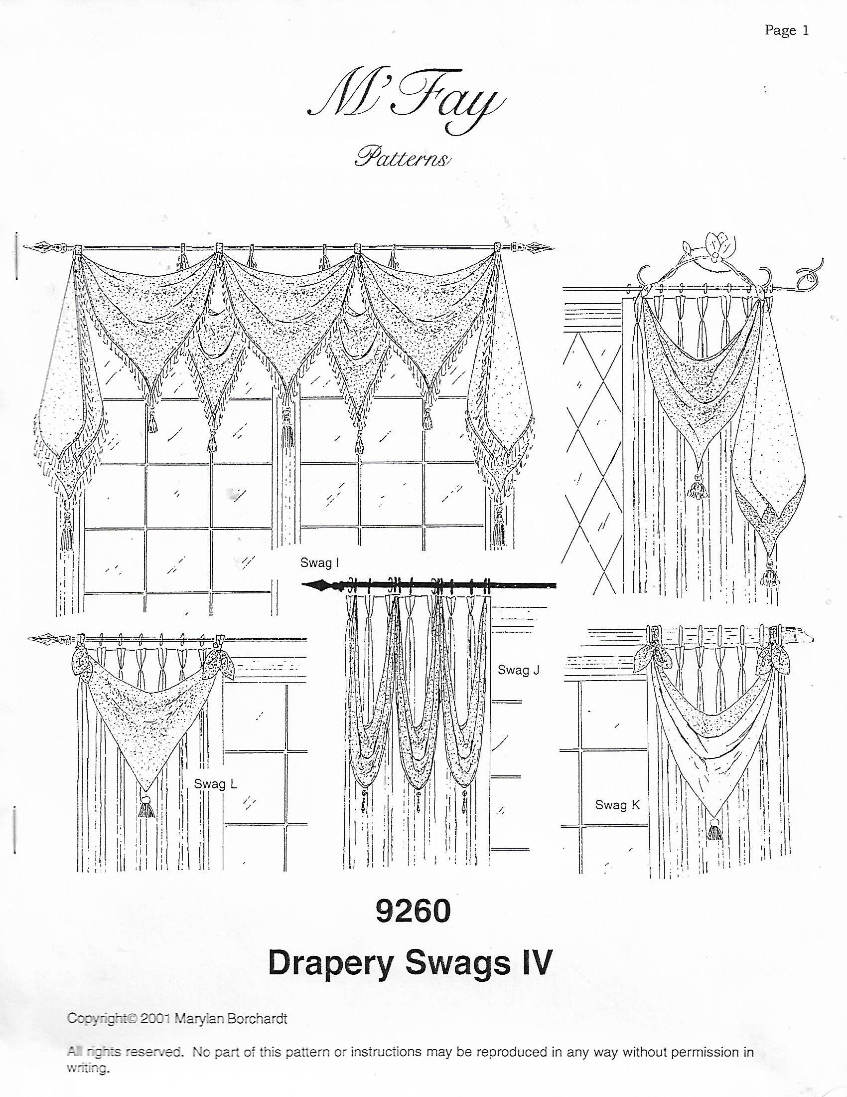 M'Fay Patterns 9260 Drapery Swags IV Professional Drapery Workroom