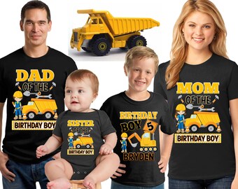 Construction Yellow Truck birthday Shirt/ Yellow dump truck shirt/truck Digger shirt/Personalized yellow truck birthday Boy Shirt/ CST12