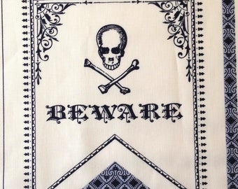 MODA Haunted Halloween Gothic Trick or Treat Skulls & Bones Fabric Bunting - PANEL