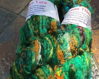 Recycled Banana Fiber Yarn, Salad Greens Color, Vegan Friendly Fiber, Silk Alternative, Repurposed Materials, Eco Friendly, 100g/70 yards