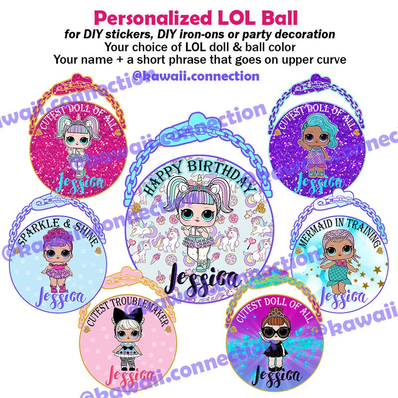LOL Surprise Doll Printable DIY for Birthday Party Decorations, Stickers, Room, Notebooks, Iron ...