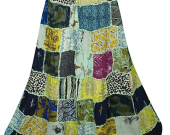 Indian Vintage Patchwork Long Skirt A-Line Gypsy Hippie Chic Summer Ethnic Printed Maxi Skirts