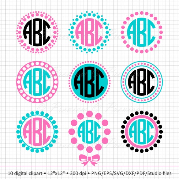 Download Buy 2 Get 1 Free Digital Clipart Circle Monogram Dot Frame