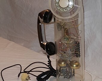 Vintage Perspex Lucite ITT Rotary Dial Phone 1970's Works!