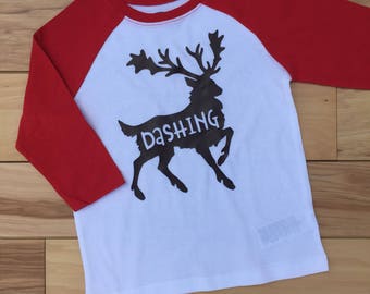SALE Toddler Boy Christmas Shirt, Boy Christmas Shirt, Dashing Shirt, Cute Christmas Shirts, Reindeer Shirt, Christmas Shirt, Toddler Shirt