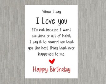 Birthday Card romantic love Wife/Husband/Boyfriend/Girlfriend