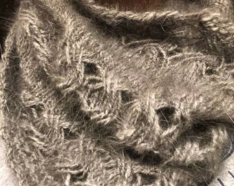 Hand Spun & Knit Angora Cowl