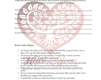 Customizable Birth Plan