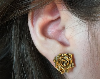 Flower Earrings in Gold Duct Tape