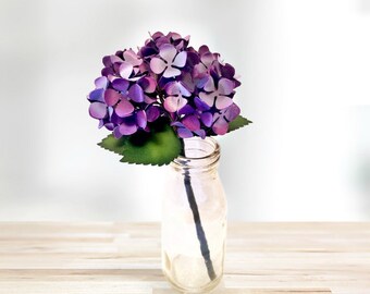 Paper Hydrangea Stem in Purple | Paper Flowers