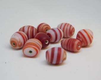 CLEARANCE Clay Red and White Bead Lot